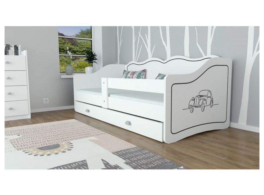Detská posteľ so zásuvkou 160x80cm ROYAL - Autíčko