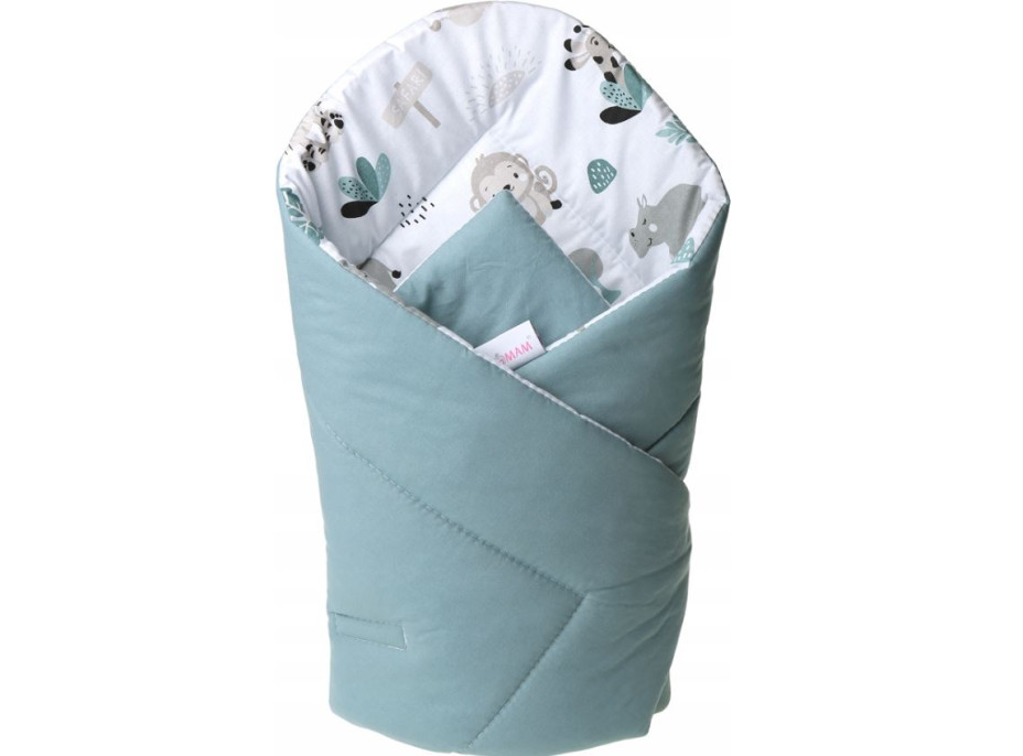 Obojstranná zavinovačka pre bábätká 80x80 cm BABYMAM PREMIUM - Na safari/zelená