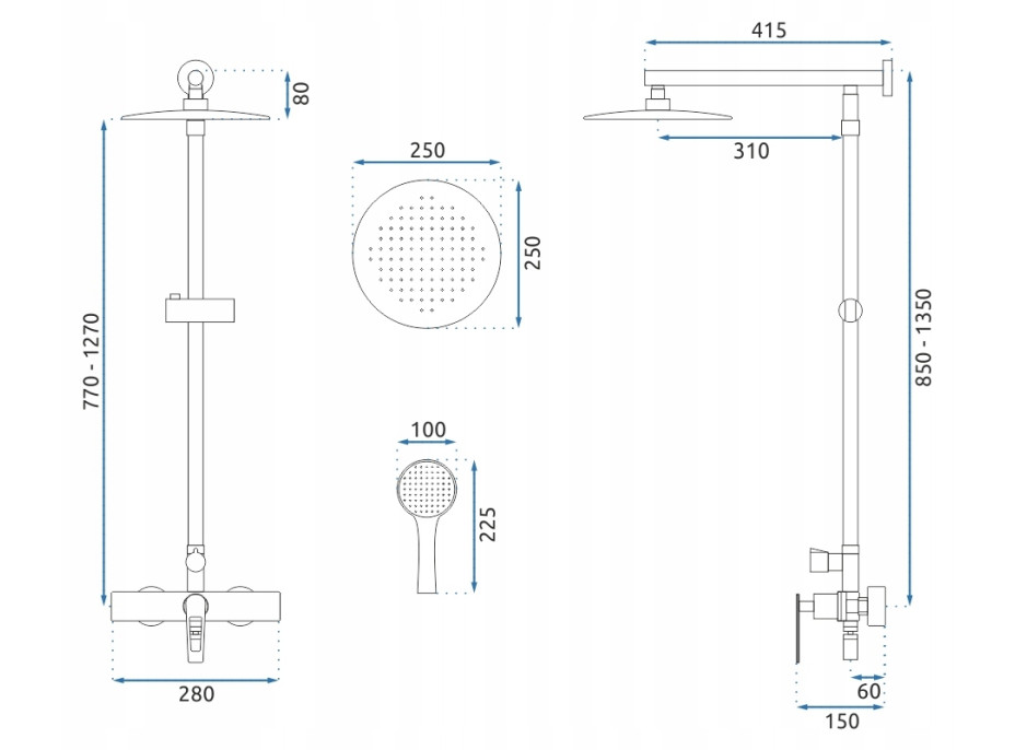 Sprchová súprava REA ALDI s výtokom do vane - čierna
