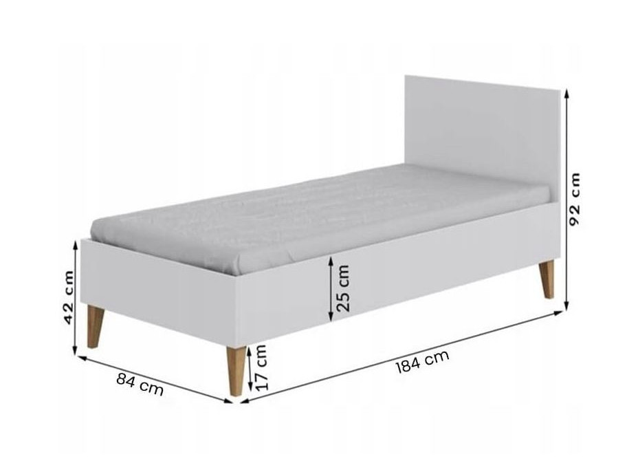 Detská posteľ bez zásuvky KUBI - biela 180x80 cm