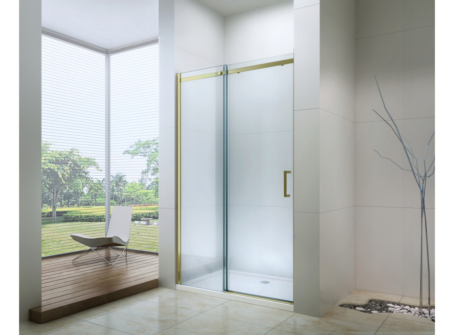 Sprchové dvere OMEGA 100 cm - zlaté - číre sklo