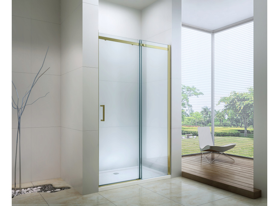 Sprchové dvere OMEGA 130 cm - zlaté - číre sklo
