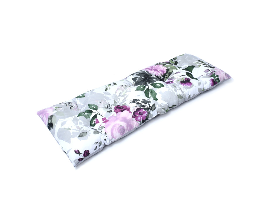 Podsedák na lavičku 120x40 cm - divoká ruža / sivý