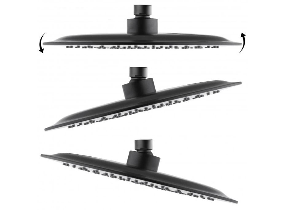 Sprchová dažďová hlavica YOKA SLIM - guľatá - 25 cm - čierna