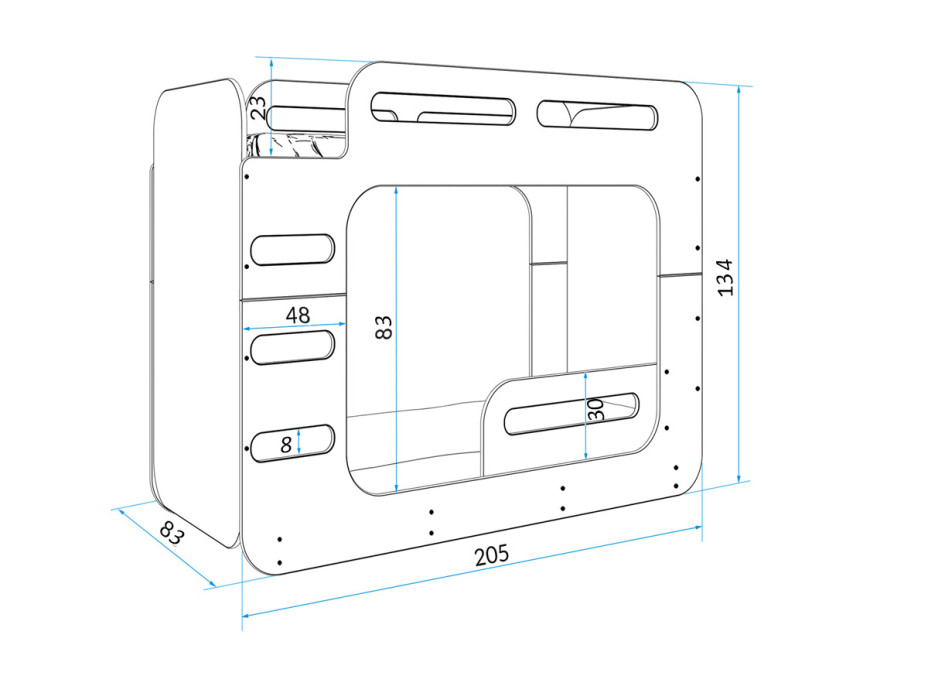 Detská poschodová posteľ MAXÍK 2 biela - 200x80 cm