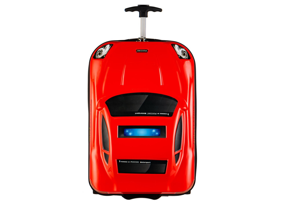 Detský cestovný kufor AUTO šport/hasiči - červený