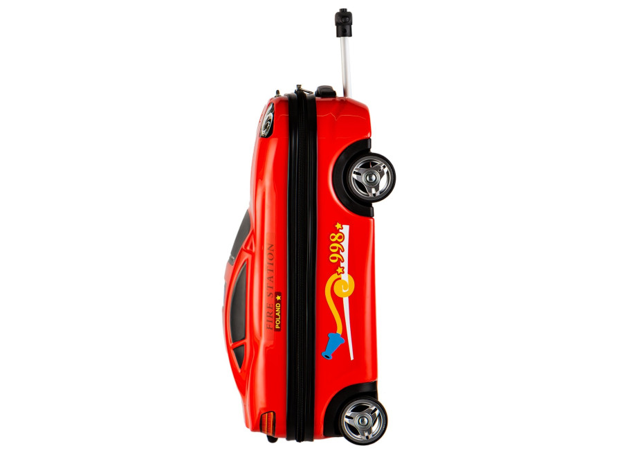 Detský cestovný kufor AUTO šport/hasiči - červený
