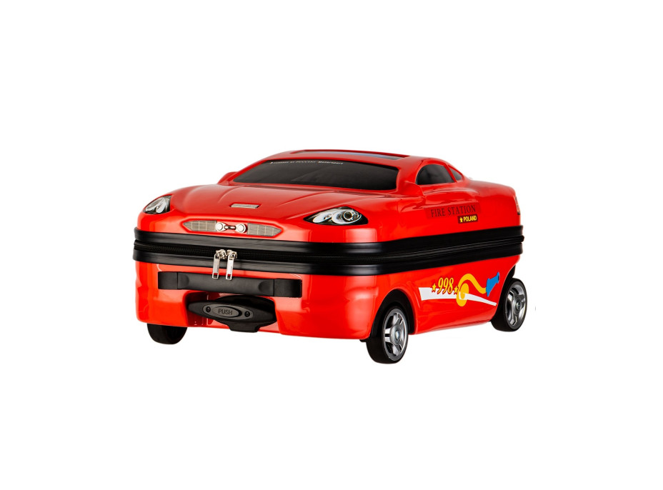 Detský cestovný kufor AUTO šport/hasiči - červený