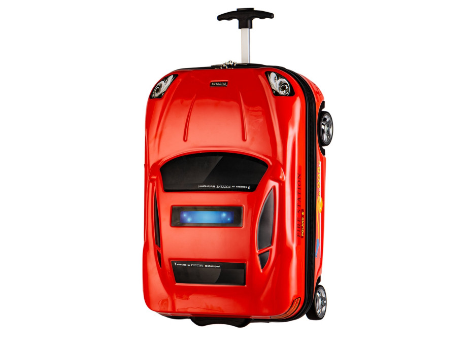 Detský cestovný kufor AUTO šport/hasiči - červený