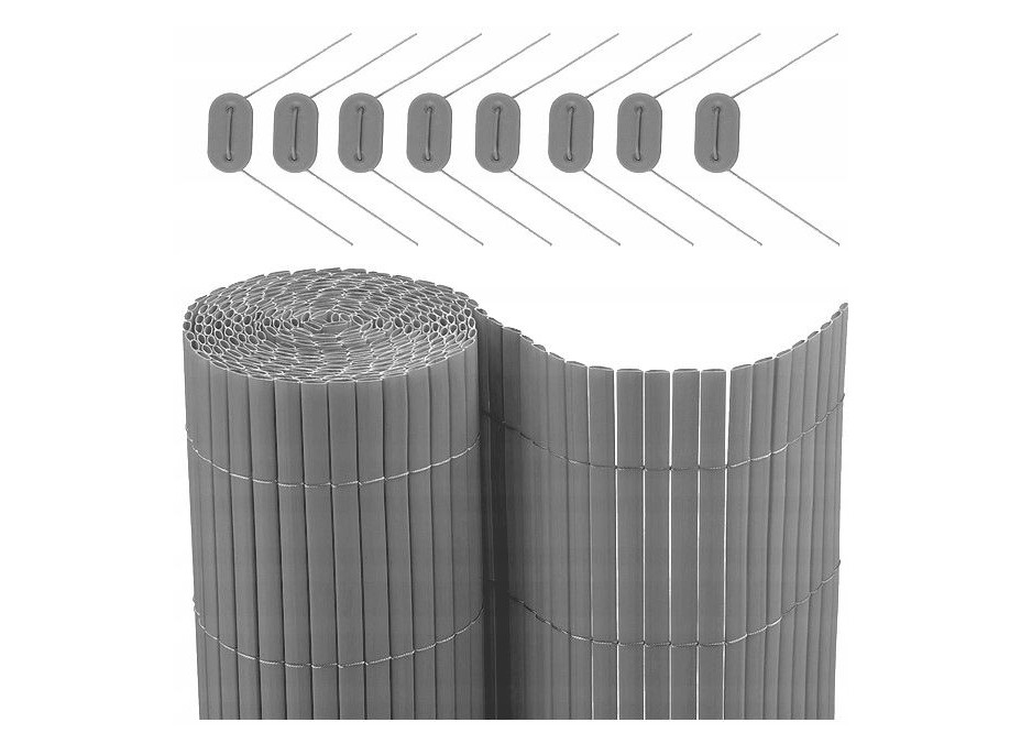 Clona na plot - imitácia bambusu - 180x500 cm svetlo šedá