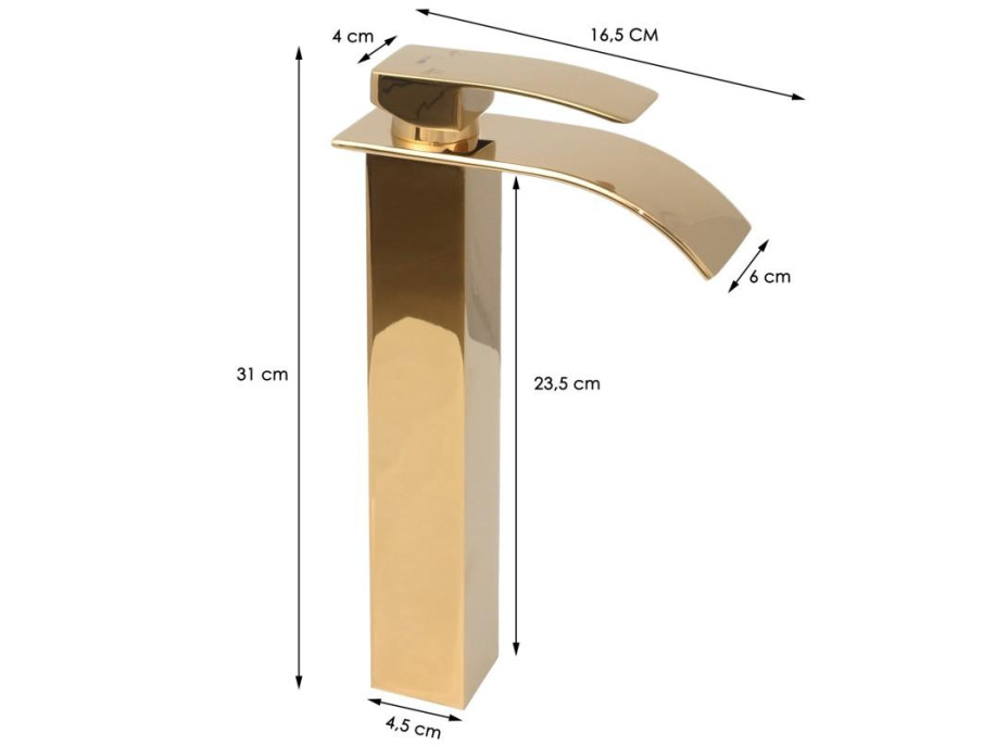 Umývadlová batéria WATERFALL - zlatá - vysoká