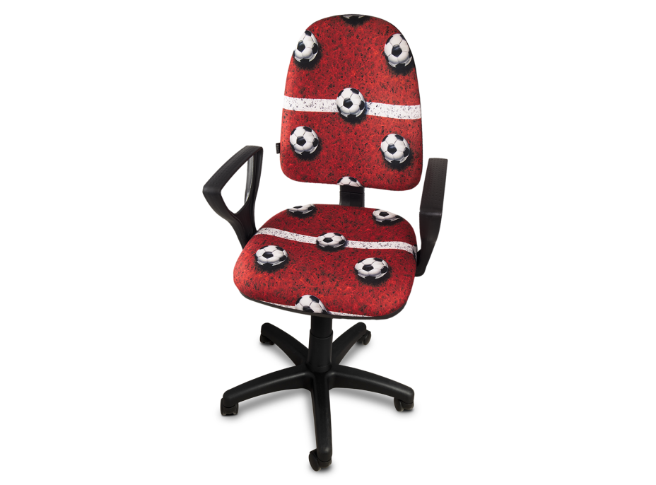 Detská otočná stolička BRANDON - FUTBAL červená