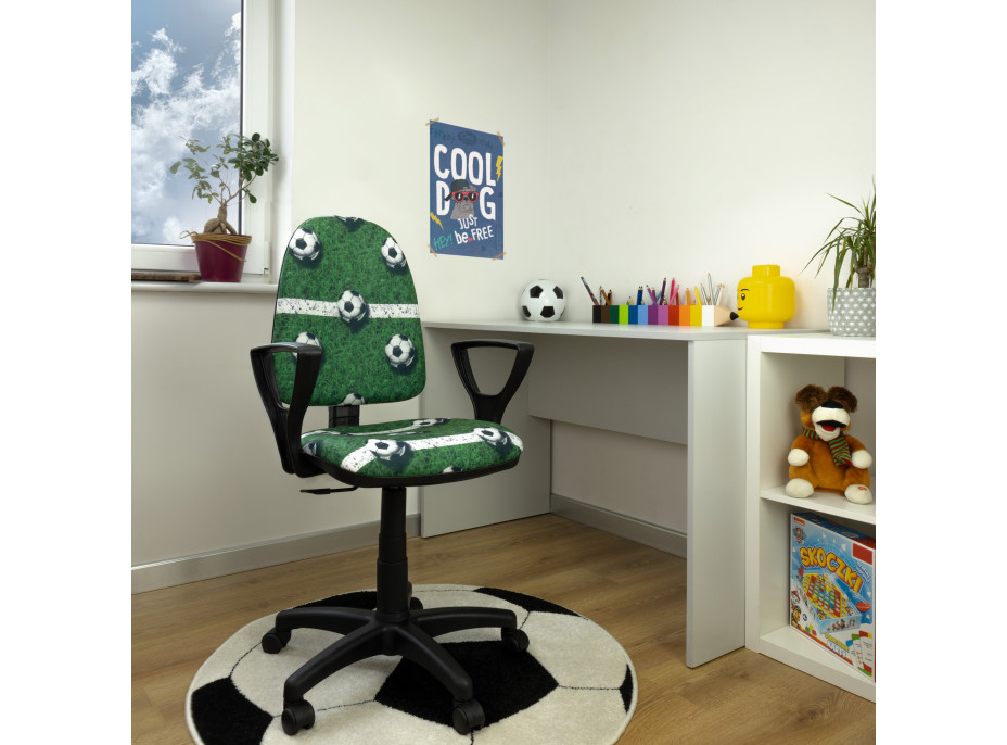 Detská otočná stolička BRANDON - FUTBAL zelená