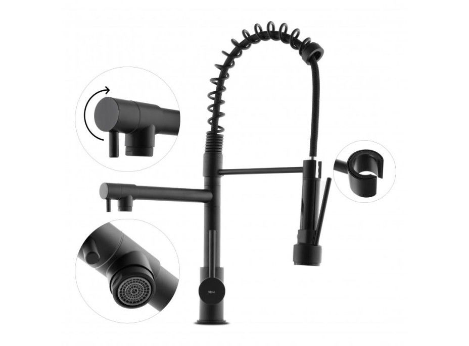Kuchynská batéria WIKI s 2 výtokmi - čierna