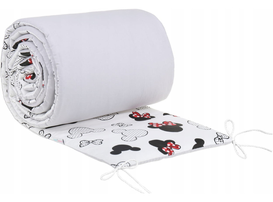 Ochranný mantinel do postieľky 180x30 cm PREMIUM - Myška Minnie/sivá