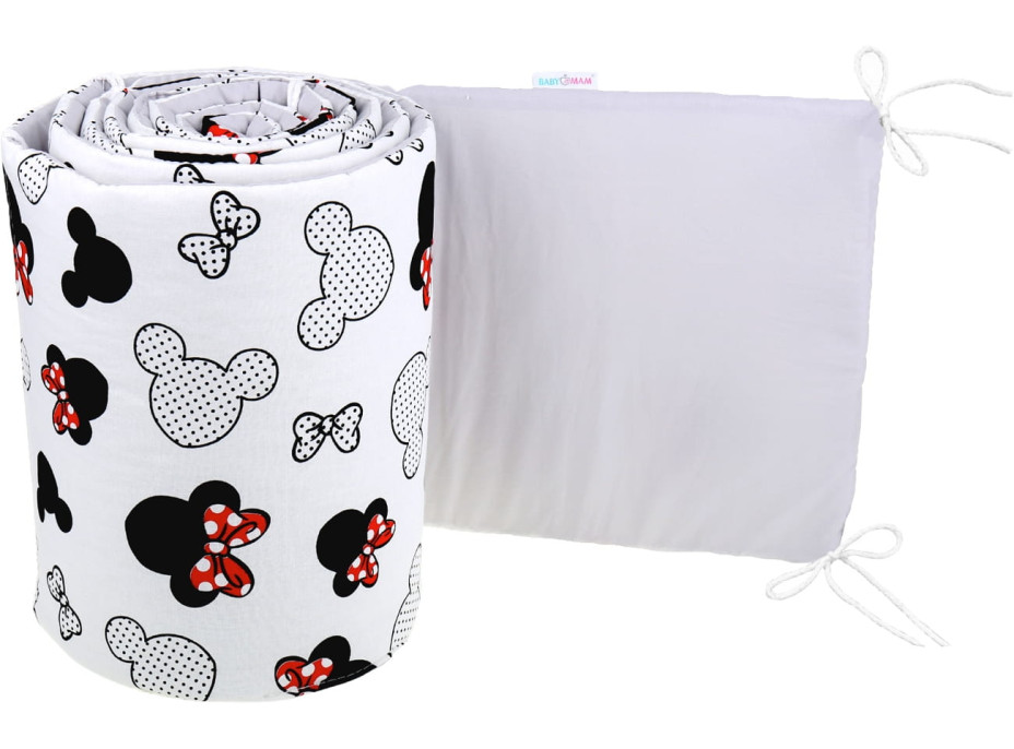 Ochranný mantinel do postieľky 180x30 cm PREMIUM - Myška Minnie/sivá