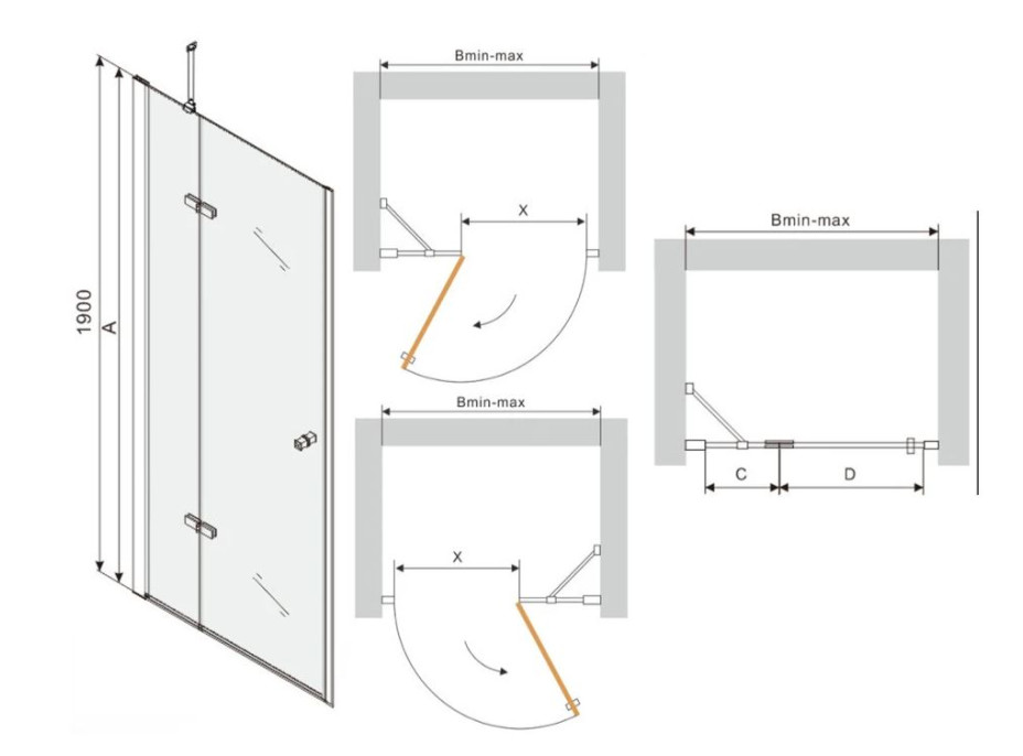 Sprchové dvere MAXMAX ROMA 110 cm - zlaté