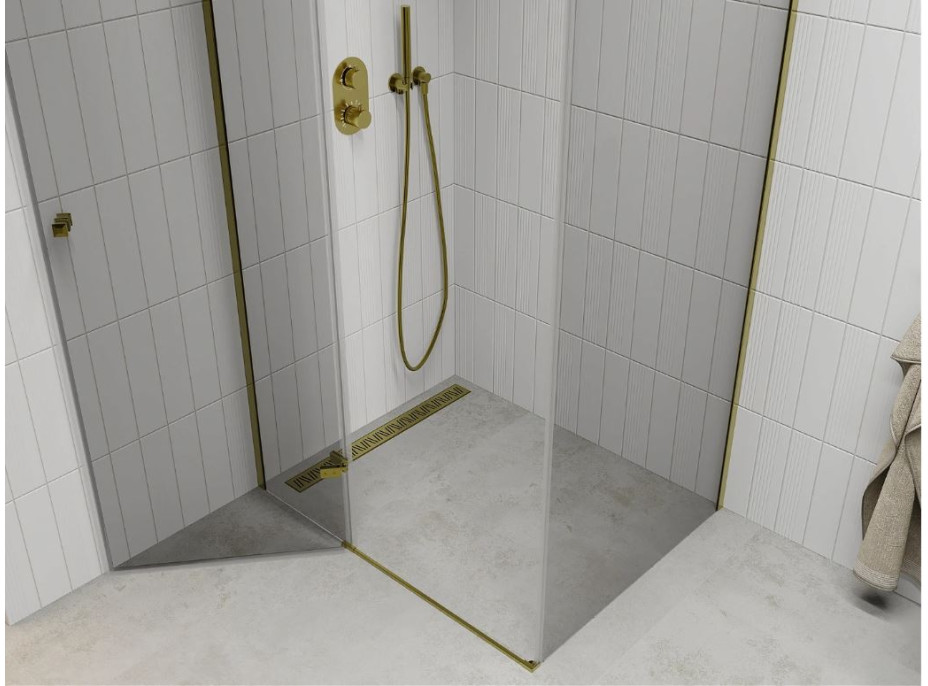 Sprchovací kút ROMA 80x70 cm - zlatý - číre sklo