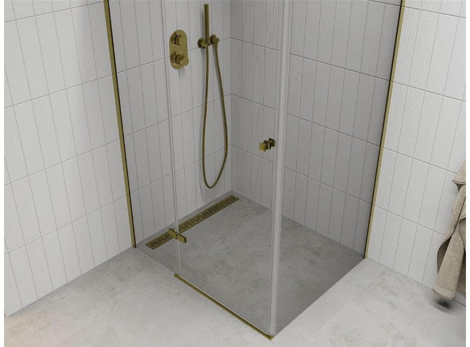 Sprchovací kút ROMA 80x70 cm - zlatý - číre sklo