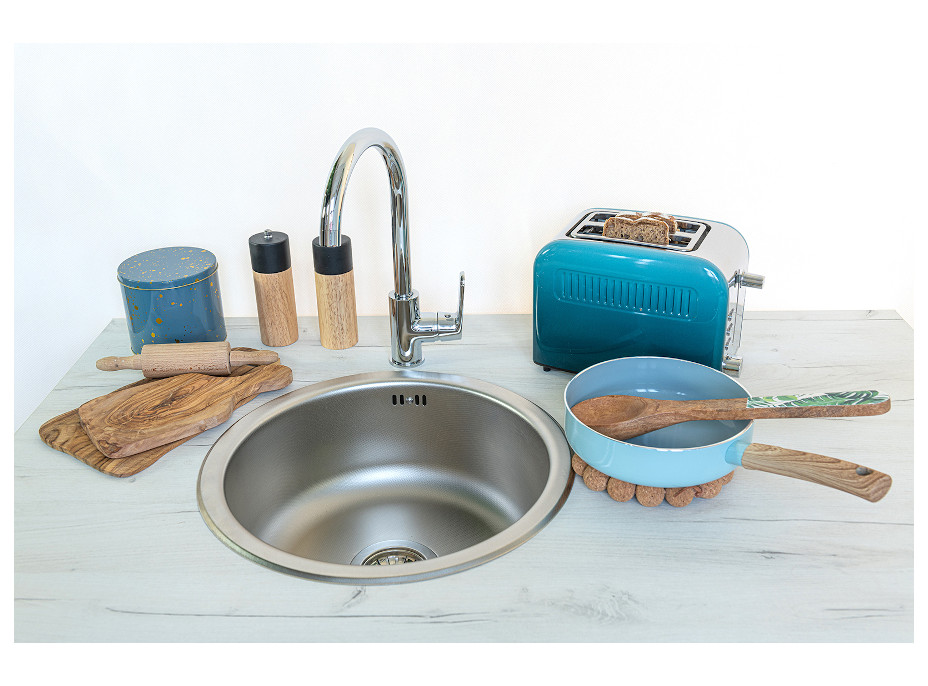Kuchynský kovový drez MORNING - 43 x 43 cm - jednokomorový - hladký