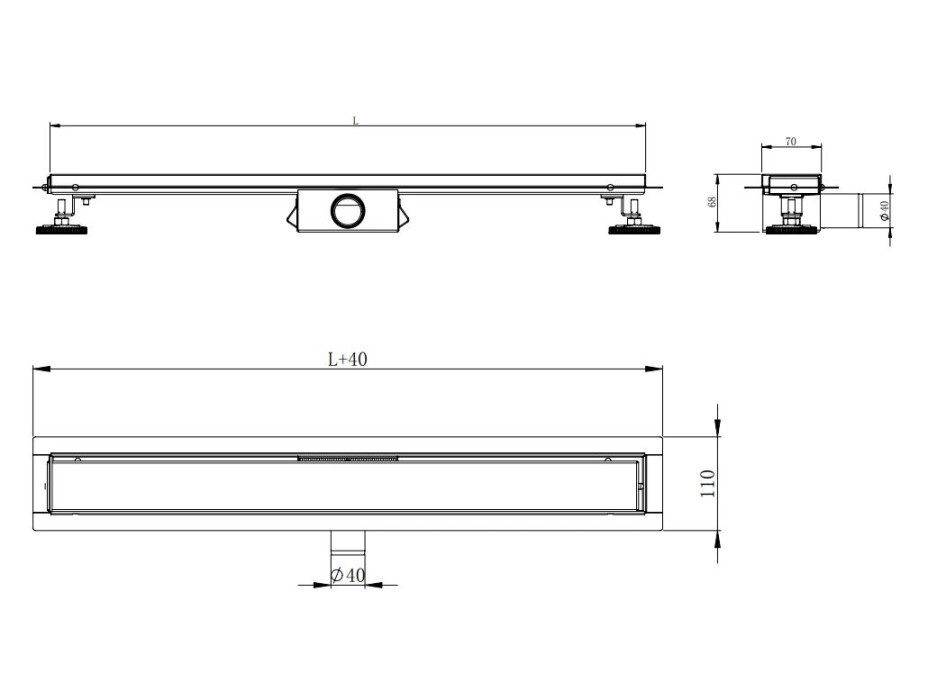 Sprchový žľab MAXMAX GRID BLACK - čierny