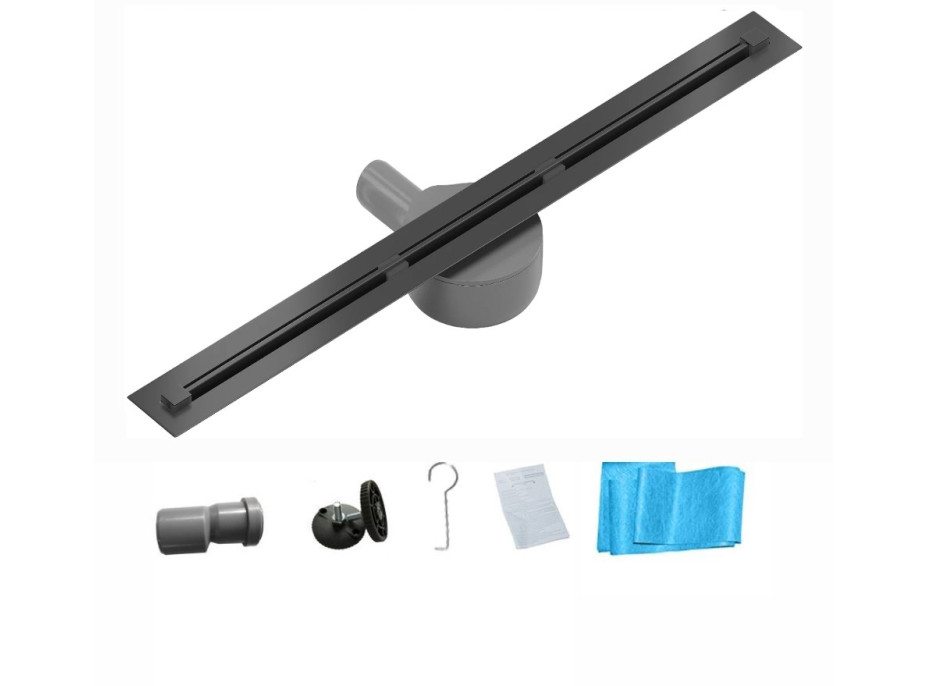 Sprchový žľab MAXMAX Mexen FLAT 360 SUPER SLIM - čierny, 1751130