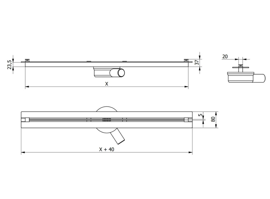 Sprchový žľab MAXMAX Mexen FLAT 360 SUPER SLIM - zlatý, 1551130