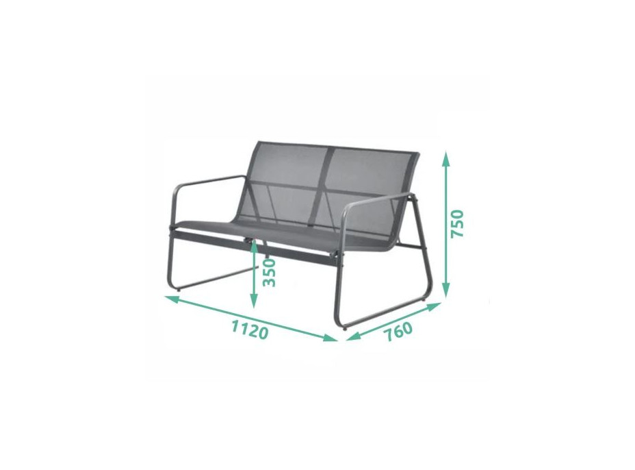 Záhradný kovový nábytok NUGRI (pohovka + 2 kreslá + stôl) - šedý