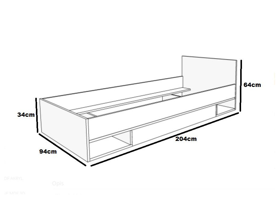 NA SKLADE: Detská posteľ so šuplíkmi YELLOW - typ A - 200x90 cm - jaseň coimbra/fialová