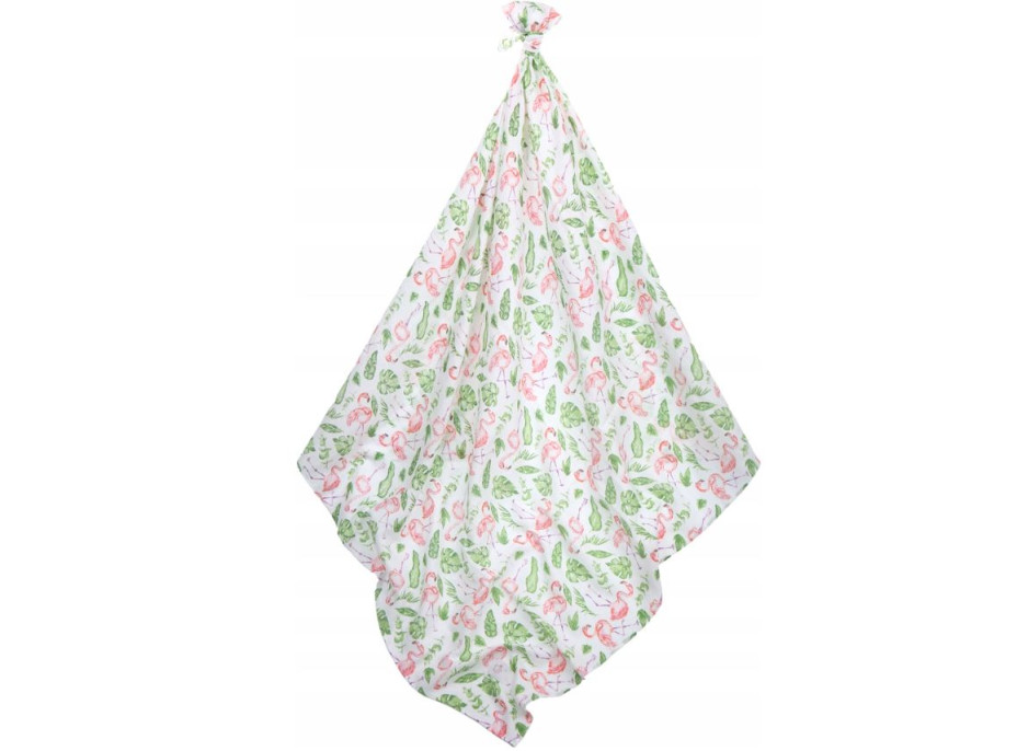 Detská mušelínová plienka (zavinovačka) BABYMAM PREMIUM 120x120 cm - Plameniaky