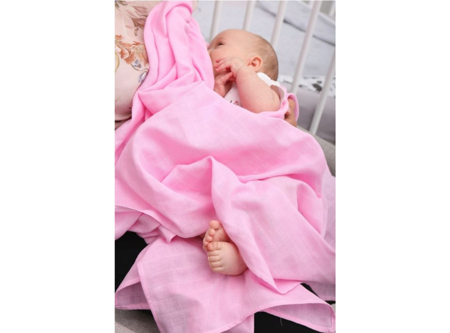 Detská mušelínová plienka (zavinovačka) BABYMAM PREMIUM 120x120 cm - Ružová