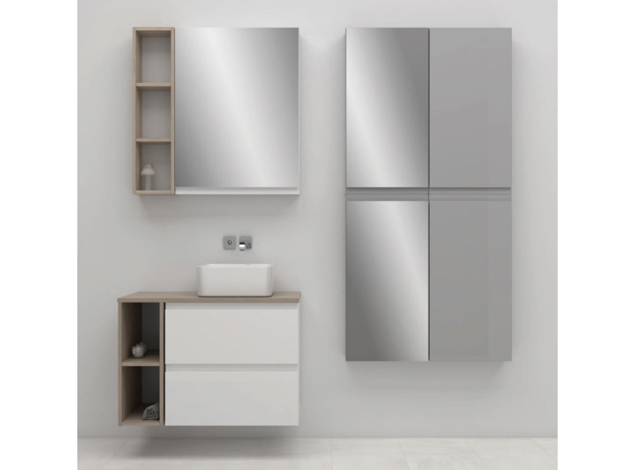 Kúpeľňová závesná skrinka so zrkadlom CERSANIT - MODUO - BIELA 80x60 (S590-018-DSM)