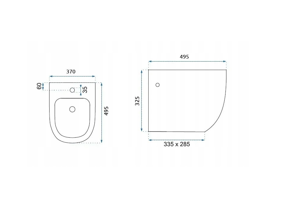 Závesný bidet Rea CARLO mini - biely so zlatým okrajom