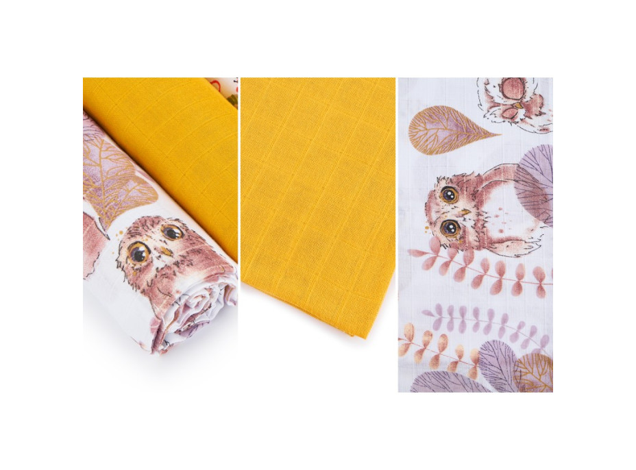 Detské mušelínové plienky BABY 70x80 cm - sada 3 ks - Boho srnka