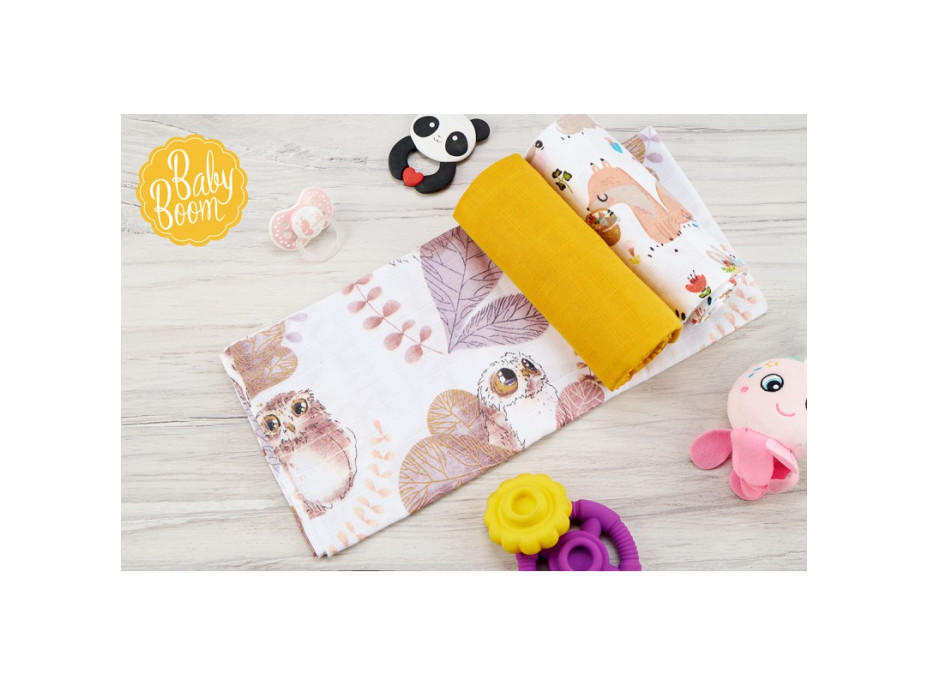Detské mušelínové plienky BABY 70x80 cm - sada 3 ks - Boho srnka