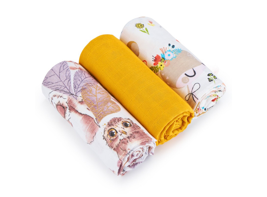 Detské mušelínové plienky BABY 70x80 cm - sada 3 ks - Boho srnka
