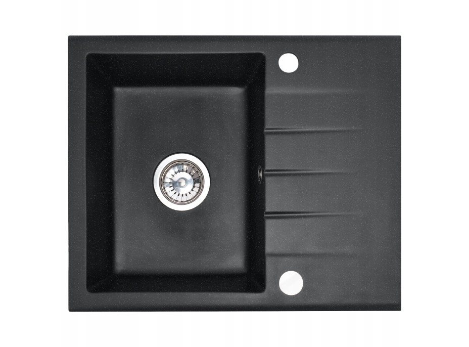 Kuchynský granitový drez REA NORTH - 48,5 x 59,5 cm - čierny prskaný