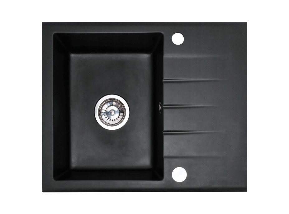 Kuchynský granitový drez REA NORTH - 48,5 x 59,5 cm - metalický čierny