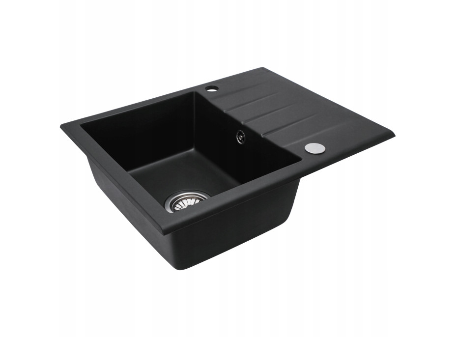 Kuchynský granitový drez REA NORTH - 48,5 x 59,5 cm - metalický čierny
