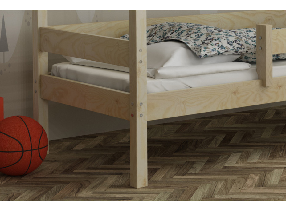 Detská domčeková posteľ z masívu borovice LUCKY HOUSE s prístelkou - 200x90 cm - prírodná