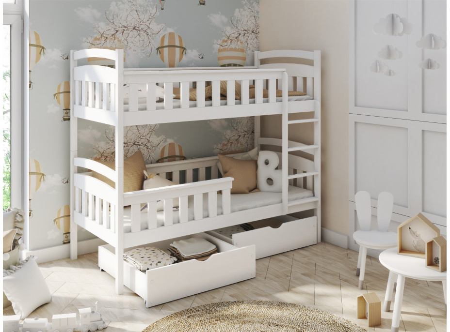 Detská poschodová posteľ z masívu borovice HENRY so zásuvkami 200x90 cm - prírodná