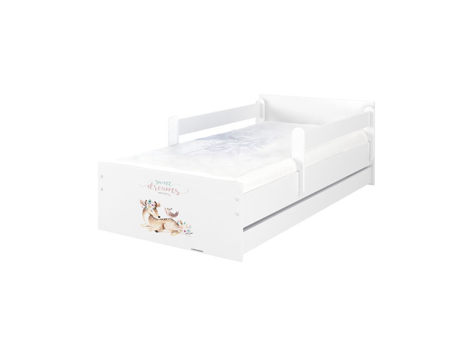 Detská posteľ MAX - 180x90 cm - DIVOKÉ ZVIERATÁ - biela
