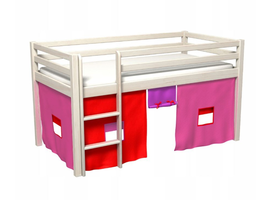 Látkový záves - domček do vyvýšenej postele BERTÍK - ružový