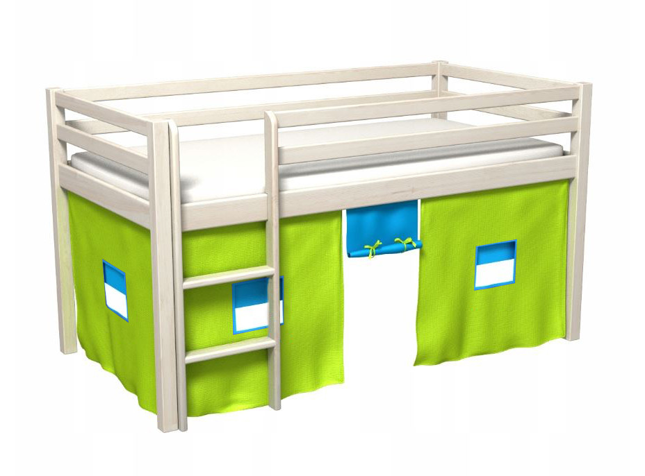 Látkový záves - domček do vyvýšenej postele BERTÍK - zelený