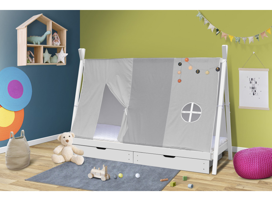 Detská domčeková posteľ TÍPÍ - biela 200x90 cm