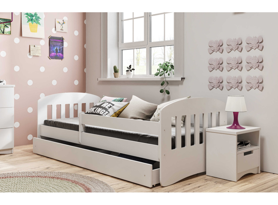 Detská posteľ CLASSIC sa zásuvkou - biela 180x80 cm