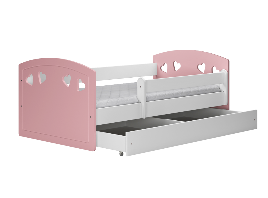 Detská srdiečková posteľ JULIE sa zásuvkou - ružová 140x80 cm
