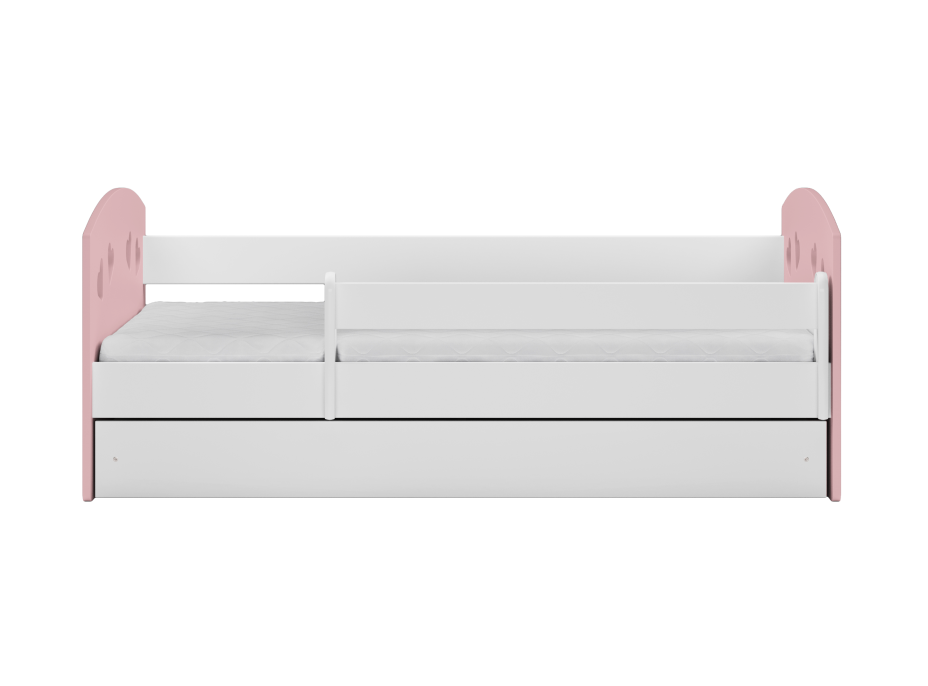 Detská srdiečková posteľ JULIE sa zásuvkou - ružová 140x80 cm