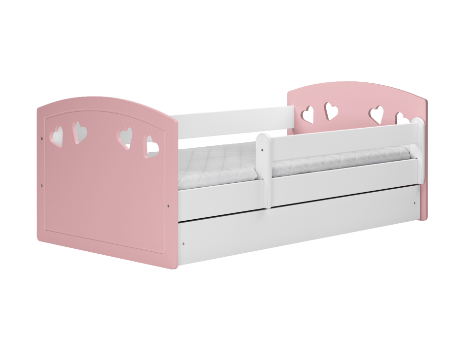 Detská srdiečková posteľ JULIE sa zásuvkou - ružová 140x80 cm