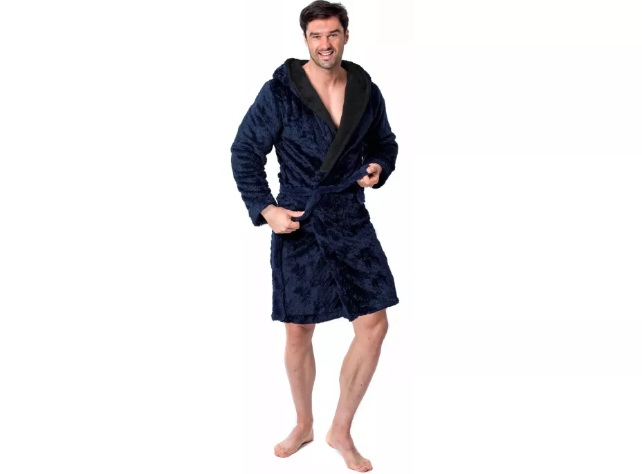 Unisex župan JORDAN - tmavo modrý/čierny